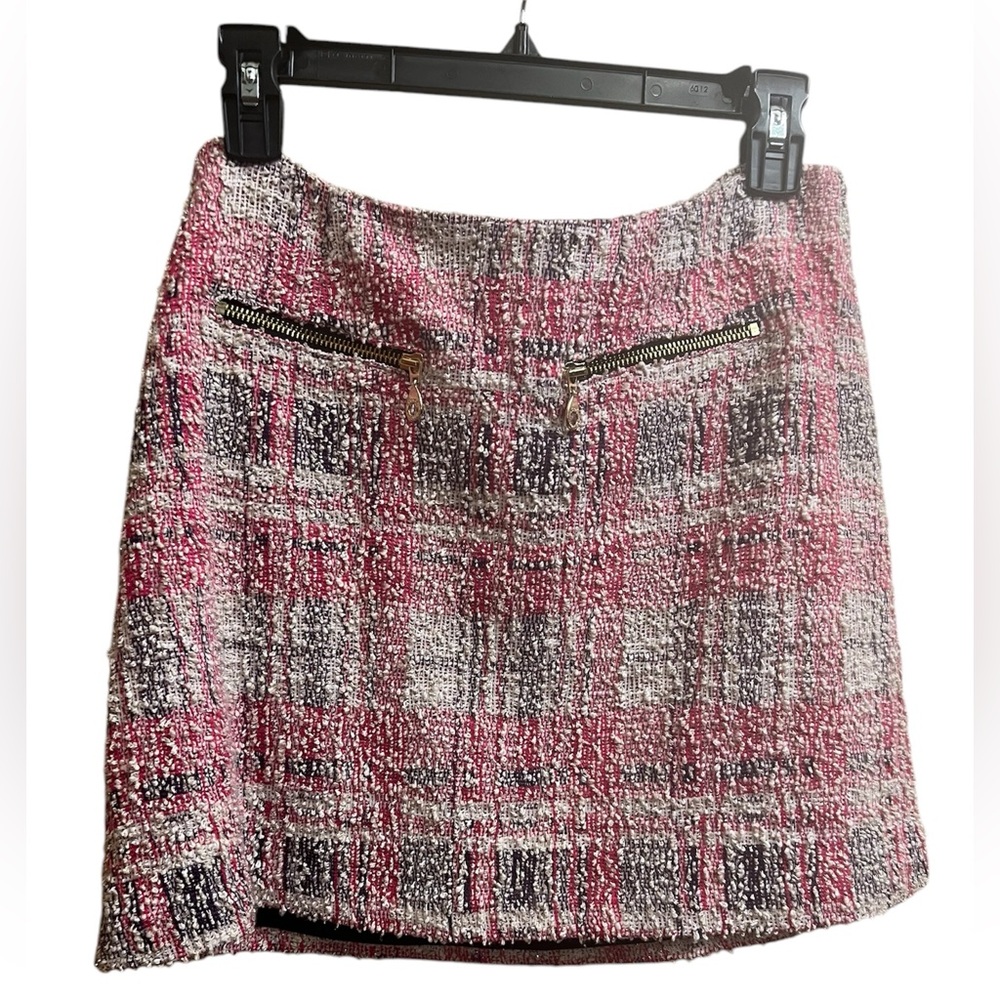 Plaid Tweed Boucle Mini Skirt - Pink and grey by Juicy Couture Size S